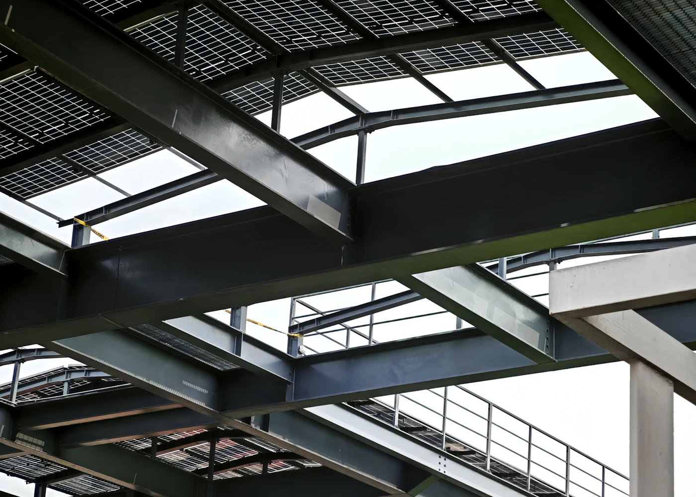 Steel structure of an industrial building under construction